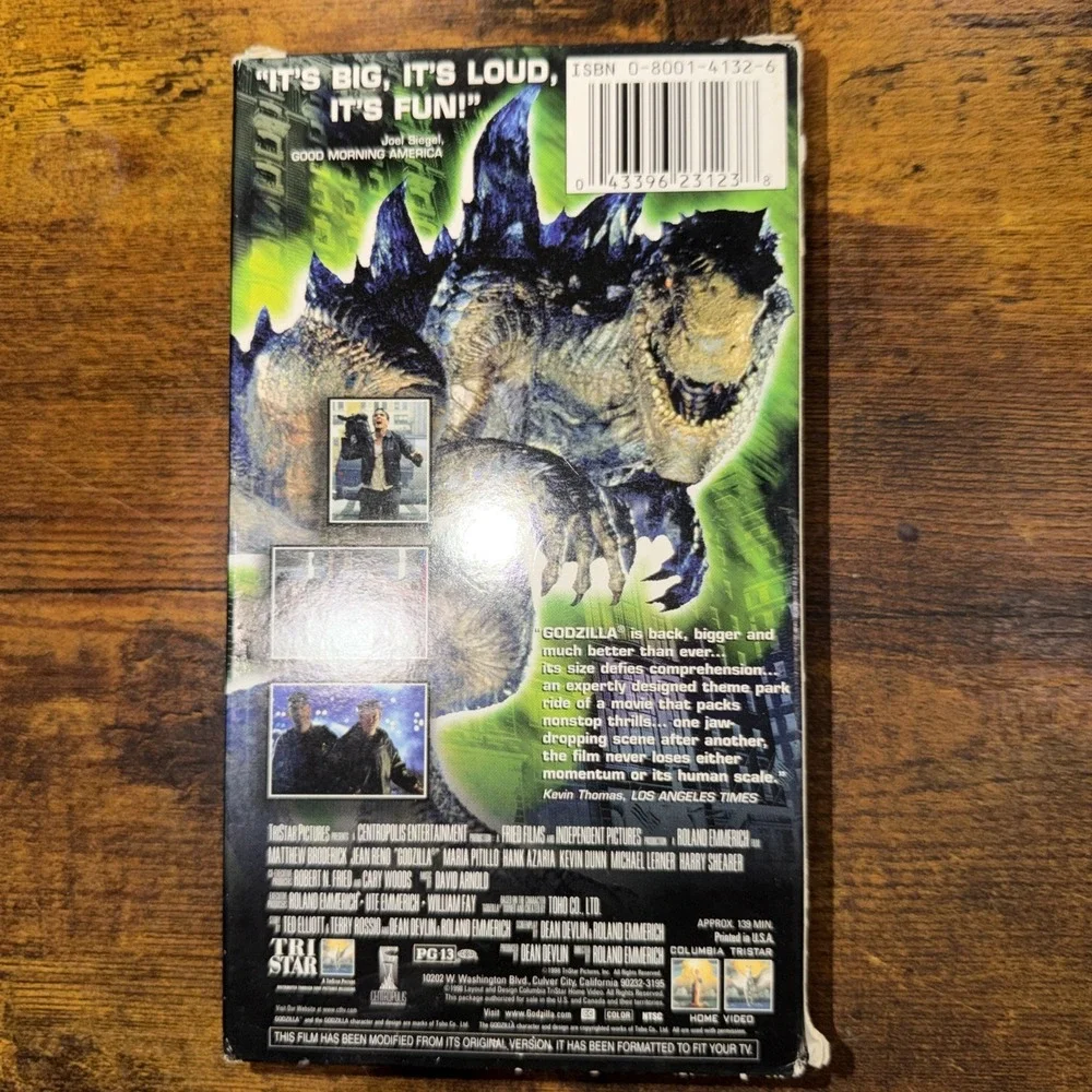 Godzilla VHS Video 1998 New Sealed Matthew Broderick Jean Reno, Hank Azaria Nos